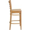 Flash Furniture HERCULES Series Ladder Back Walnut Wood Restaurant Barstool – Black Vinyl Seat(Natural Wood Seat/Natural Wood Frame)