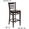 Flash Furniture HERCULES Series Ladder Back Walnut Wood Restaurant Barstool – Black Vinyl Seat(Walnut Wood Seat/Walnut Wood Frame)