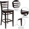 Flash Furniture HERCULES Series Ladder Back Walnut Wood Restaurant Barstool – Black Vinyl Seat(Walnut Wood Seat/Walnut Wood Frame)