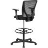 Flash Furniture Harper Ergonomic Mid-Back Mesh Drafting Chair with Black Fabric Seat, Adjustable Foot Ring and Adjustable Arms(With Arms)