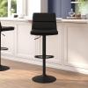 Flash Furniture Hughes Set of 2 Modern Commercial Grade Barstools – Black LeatherSoft Upholstery – Adjusts from Counter to Bar Height – Mid-Back – Channel Stitching(Black/Black)