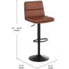 Flash Furniture Hughes Set of 2 Modern Commercial Grade Barstools – Black LeatherSoft Upholstery – Adjusts from Counter to Bar Height – Mid-Back – Channel Stitching(Cognac/Black)