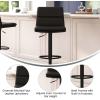 Flash Furniture Hughes Set of 2 Modern Commercial Grade Barstools – Black LeatherSoft Upholstery – Adjusts from Counter to Bar Height – Mid-Back – Channel Stitching(Black/Black)