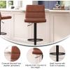 Flash Furniture Hughes Set of 2 Modern Commercial Grade Barstools – Black LeatherSoft Upholstery – Adjusts from Counter to Bar Height – Mid-Back – Channel Stitching(Cognac/Black)