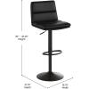 Flash Furniture Hughes Set of 2 Modern Commercial Grade Barstools – Black LeatherSoft Upholstery – Adjusts from Counter to Bar Height – Mid-Back – Channel Stitching(Black/Black)