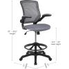 Flash Furniture Kale Mid-Back Swivel Office Chair with Height Adjustable Foot Ring and Lumbar Support, Mesh Executive Chair with Armrests, Dark Gray