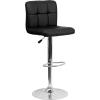 Flash Furniture Kathleen Contemporary White Quilted Vinyl Adjustable Height Barstool with Chrome Base (Pack of 1)(Black)