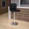 Flash Furniture Kathleen Contemporary White Quilted Vinyl Adjustable Height Barstool with Chrome Base (Pack of 1)(Black)