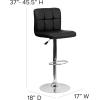 Flash Furniture Kathleen Contemporary White Quilted Vinyl Adjustable Height Barstool with Chrome Base (Pack of 1)(Black)