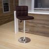 Flash Furniture Kathleen Contemporary White Quilted Vinyl Adjustable Height Barstool with Chrome Base (Pack of 1)(Brown)