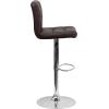 Flash Furniture Kathleen Contemporary White Quilted Vinyl Adjustable Height Barstool with Chrome Base (Pack of 1)(Brown)