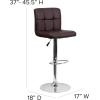 Flash Furniture Kathleen Contemporary White Quilted Vinyl Adjustable Height Barstool with Chrome Base (Pack of 1)(Brown)