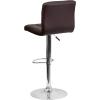 Flash Furniture Kathleen Contemporary White Quilted Vinyl Adjustable Height Barstool with Chrome Base (Pack of 1)(Brown)