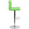 Flash Furniture Kathleen Contemporary White Quilted Vinyl Adjustable Height Barstool with Chrome Base (Pack of 1)(Green)