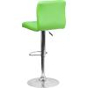 Flash Furniture Kathleen Contemporary White Quilted Vinyl Adjustable Height Barstool with Chrome Base (Pack of 1)(Green)