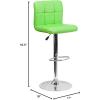 Flash Furniture Kathleen Contemporary White Quilted Vinyl Adjustable Height Barstool with Chrome Base (Pack of 1)(Green)