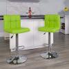 Flash Furniture Kathleen Contemporary White Quilted Vinyl Adjustable Height Barstool with Chrome Base (Pack of 1)(Green)