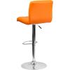 Flash Furniture Kathleen Contemporary White Quilted Vinyl Adjustable Height Barstool with Chrome Base (Pack of 1)(Orange)