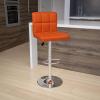 Flash Furniture Kathleen Contemporary White Quilted Vinyl Adjustable Height Barstool with Chrome Base (Pack of 1)(Orange)