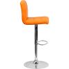 Flash Furniture Kathleen Contemporary White Quilted Vinyl Adjustable Height Barstool with Chrome Base (Pack of 1)(Orange)