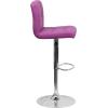 Flash Furniture Kathleen Contemporary White Quilted Vinyl Adjustable Height Barstool with Chrome Base (Pack of 1)(Purple)