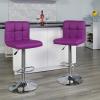 Flash Furniture Kathleen Contemporary White Quilted Vinyl Adjustable Height Barstool with Chrome Base (Pack of 1)(Purple)