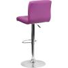 Flash Furniture Kathleen Contemporary White Quilted Vinyl Adjustable Height Barstool with Chrome Base (Pack of 1)(Purple)