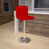Flash Furniture Kathleen Contemporary White Quilted Vinyl Adjustable Height Barstool with Chrome Base (Pack of 1)(Red)