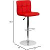 Flash Furniture Kathleen Contemporary White Quilted Vinyl Adjustable Height Barstool with Chrome Base (Pack of 1)(Red)