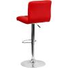 Flash Furniture Kathleen Contemporary White Quilted Vinyl Adjustable Height Barstool with Chrome Base (Pack of 1)(Red)
