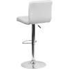 Flash Furniture Kathleen Contemporary White Quilted Vinyl Adjustable Height Barstool with Chrome Base (Pack of 1)(White)