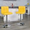 Flash Furniture Kathleen Contemporary White Quilted Vinyl Adjustable Height Barstool with Chrome Base (Pack of 1)(Yellow)