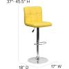 Flash Furniture Kathleen Contemporary White Quilted Vinyl Adjustable Height Barstool with Chrome Base (Pack of 1)(Yellow)