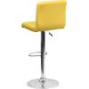 Flash Furniture Kathleen Contemporary White Quilted Vinyl Adjustable Height Barstool with Chrome Base (Pack of 1)(Yellow)
