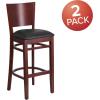 Flash Furniture Lacey Series Solid Back Mahogany Wood Restaurant Barstool – Black Vinyl Seat(Black Vinyl Seat/Mahogany Wood Frame)