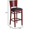 Flash Furniture Lacey Series Solid Back Mahogany Wood Restaurant Barstool – Black Vinyl Seat(Black Vinyl Seat/Mahogany Wood Frame)