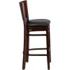 Flash Furniture Lacey Series Solid Back Mahogany Wood Restaurant Barstool – Black Vinyl Seat(Black Vinyl Seat/Walnut Wood Frame)