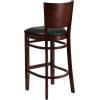 Flash Furniture Lacey Series Solid Back Mahogany Wood Restaurant Barstool – Black Vinyl Seat(Black Vinyl Seat/Walnut Wood Frame)