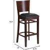 Flash Furniture Lacey Series Solid Back Mahogany Wood Restaurant Barstool – Black Vinyl Seat(Black Vinyl Seat/Walnut Wood Frame)