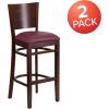 Flash Furniture Lacey Series Solid Back Mahogany Wood Restaurant Barstool – Black Vinyl Seat(Burgundy Vinyl Seat/Walnut Wood Frame)