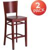 Flash Furniture Lacey Series Solid Back Mahogany Wood Restaurant Barstool – Black Vinyl Seat(Mahogany Wood Seat/Mahogany Wood Frame)