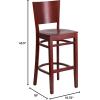 Flash Furniture Lacey Series Solid Back Mahogany Wood Restaurant Barstool – Black Vinyl Seat(Mahogany Wood Seat/Mahogany Wood Frame)