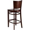 Flash Furniture Lacey Series Solid Back Mahogany Wood Restaurant Barstool – Black Vinyl Seat(Walnut Wood Seat/Walnut Wood Frame)