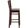 Flash Furniture Lacey Series Solid Back Mahogany Wood Restaurant Barstool – Black Vinyl Seat(Walnut Wood Seat/Walnut Wood Frame)