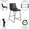 Flash Furniture LeatherSoft Counter Height Stools, Gray, 2-Pieces (2ETER1834524GY)