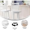 Flash Furniture Liesel Commercial Grade Classic Ladderback Barstool – Gray Wash Walnut Solid Wood Frame – Bar Height – 360° Swivel Seat – Integrated Footrest(White Wash)