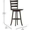Flash Furniture Liesel Commercial Grade Classic Ladderback Barstool – Gray Wash Walnut Solid Wood Frame – Bar Height – 360° Swivel Seat – Integrated Footrest(Gray Wash Walnut)