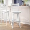Flash Furniture Liesel Commercial Grade Classic Ladderback Barstool – Gray Wash Walnut Solid Wood Frame – Bar Height – 360° Swivel Seat – Integrated Footrest(White Wash)
