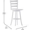 Flash Furniture Liesel Commercial Grade Classic Ladderback Barstool – Gray Wash Walnut Solid Wood Frame – Bar Height – 360° Swivel Seat – Integrated Footrest(White Wash)