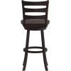 Flash Furniture Liesel Commercial Grade Classic Ladderback Barstool – Gray Wash Walnut Solid Wood Frame – Bar Height – 360° Swivel Seat – Integrated Footrest(Gray Wash Walnut)